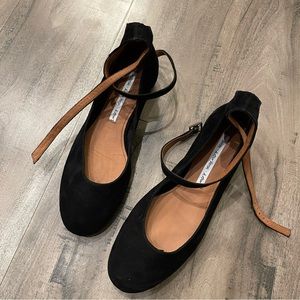 & Other Stories | Ballet Flats with ankle straps | Black Suede | Size 36